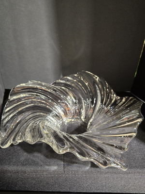 Mikasa Clear Swirl Pattern Glass Decorative Bowl, Abstract Shape, 1pc Bowl