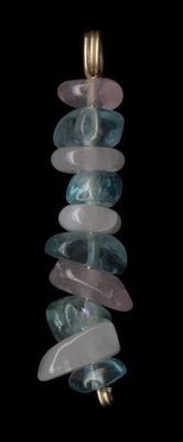 #ad 14K 2.35 Gram Solid Yellow Gold Chip Pink Rose Quartz amp; Blue Apatite Pendant #vp $44.76