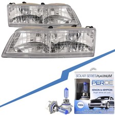 Headlights Set Fits 95-97 Mercury Grand Marquis W Xenon Bulbs Halogen