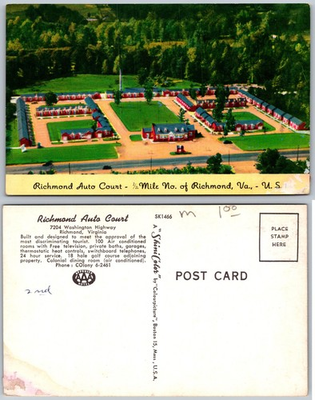 #ad Richmond Auto Court Richmond VA Postcard $3.99