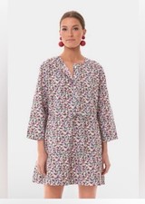 Pomander Place Tuckernuck XS Ditsy Floral Lucy Dress Button Up Tiered Preppy Tie