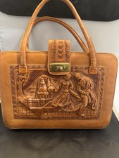 Vintage Hand Tooled Mexican Leather Purse. Couple Dancing