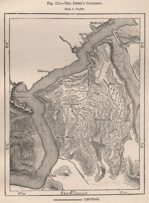 Der Teufelskessel, Kongo Fluss. Kongobecken 1885 alte antike Karte Plankarte