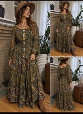 Figueroa & Flower by Anthropologie Tiered Cottagecore Resort Maxi Dress Small