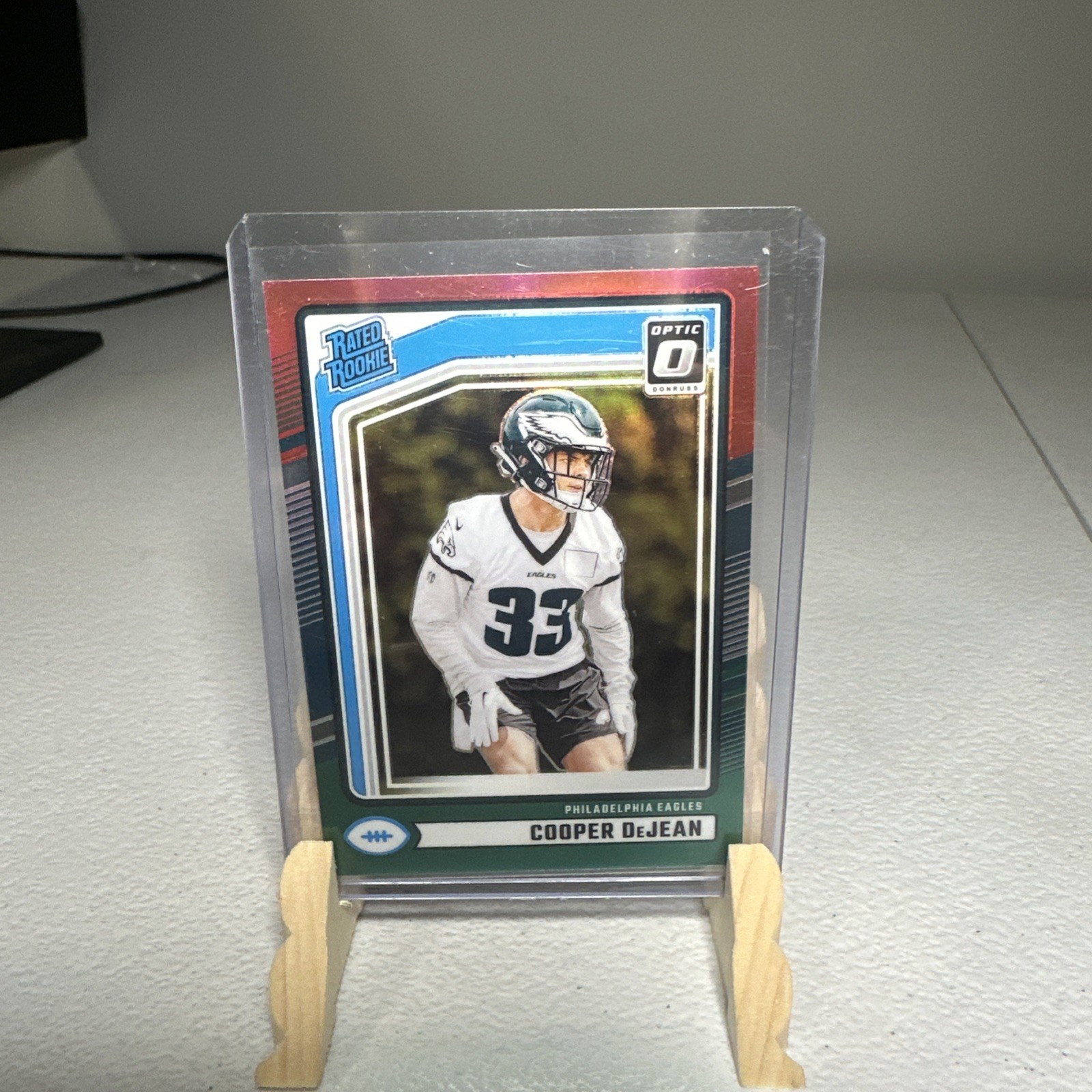 2024 Panini Donruss - Rated Rookie Cooper DeJean #305 Optic Preview Red & Green