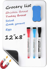 Magnetic Dry Erase Board for Fridge, 12 X 8 Inch, Markers Included Strong Magn
