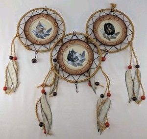 Set of 3 Western Moments WMG 04 Dreamcatcher Plates - Wolf, Eagle, & Bison