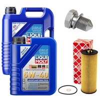 MotoröL Filter Set 5W-40 Liqui Moly 6 Liter + Schraube FüR Skoda Superb I 2.5