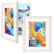 KINLINK 8.5x11 Kids Art Frame Set of 2, Solid Wood Kids Artwork Frames Changeabl
