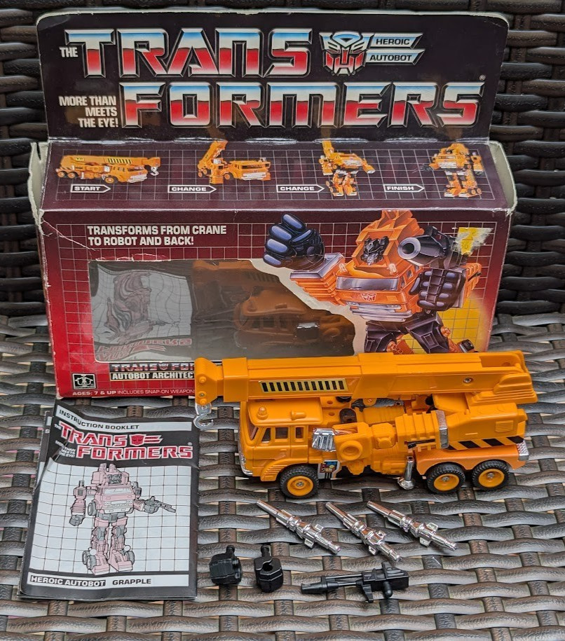 Grapple 100% Complete W/ Box Weapons G1 Transformers 1985 Hasbro Action Figure