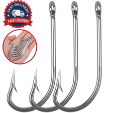 50pc 34007 Stainless Steel O'shaughnessy Fishing Hooks Long Shank Saltwater Hook