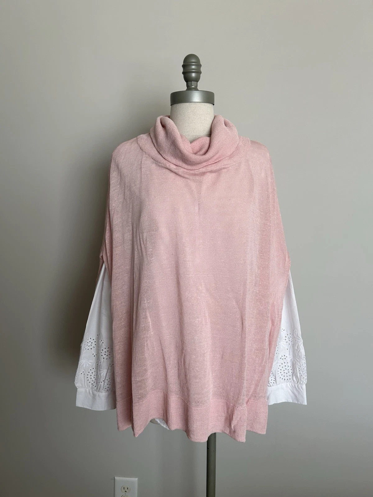 Talbots Poncho Size Small Pink Lightweight Linen Nylon