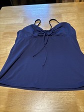 Lands End Tankini Swim Top Size 8 Navy Blue Padded Underwire