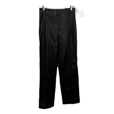 Zara Black Faux Vegan Leather Wide Leg Pants High Rise Women's Size Small
