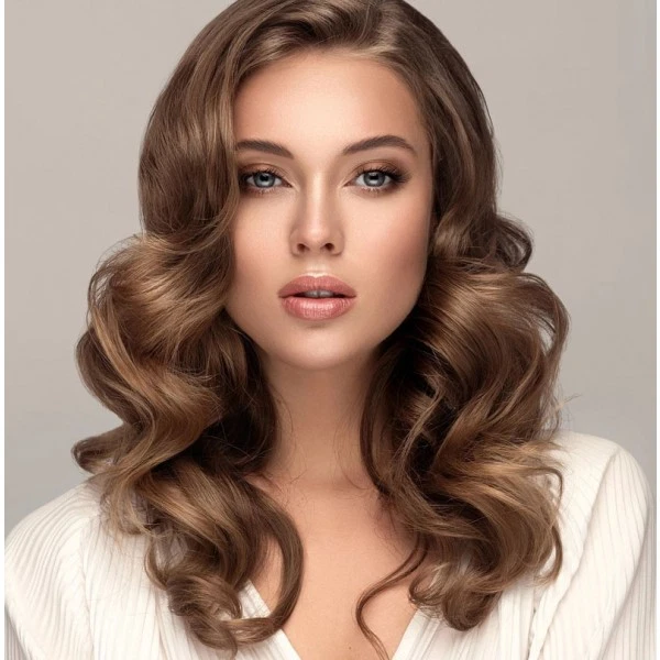 Peluca Onda Marrón Cabello Humano Pelucas de Encaje Completo 16 Pulgadas Onda Corporal Pre Arrancada Foto 2 de 4