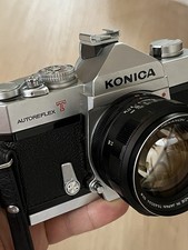 Konica Autoreflex T3 fotocamera reflex pellicola Hexanon AR 57 mm f/1.4 obiettivo custodia Konica NOS