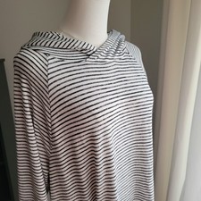 Gap Womens Softspun Striped Pullover Hoodie Size XL Coastal French Chic Lounge