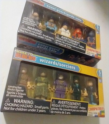 Make-It Blocks 10-Piece Figure Set Bundle - Wizards & Coast Guard - New Sealed