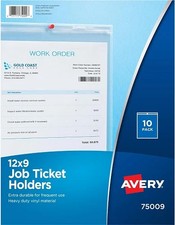 Job Ticket Holders Top-Load Heavyweight Clear Vinyl 9x12in 10/PK - 1EA