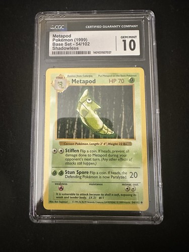 Metapod (Shadowless) graded CGC 10 for sale on eBay