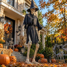 4 Pcs Black Witch Costume Set for 12 Ft Giant Skeleton Halloween Yard Decor