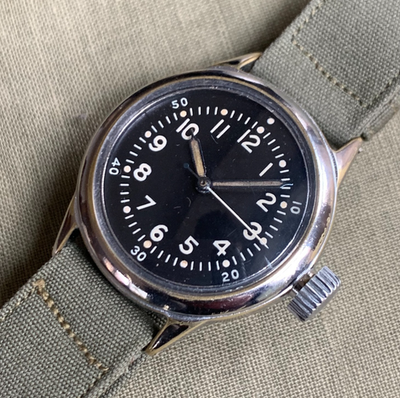 WALTHAM FSSC-88-W-800 US Navy Military Wristwatch SS Black Hand