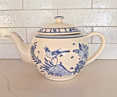 Tea Pot, Oiseau Bleu Flowers & Birds GIEN France