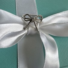 Anello Italia Tiffany & Co Argento Nastro Fiocco Twist Misura O UK