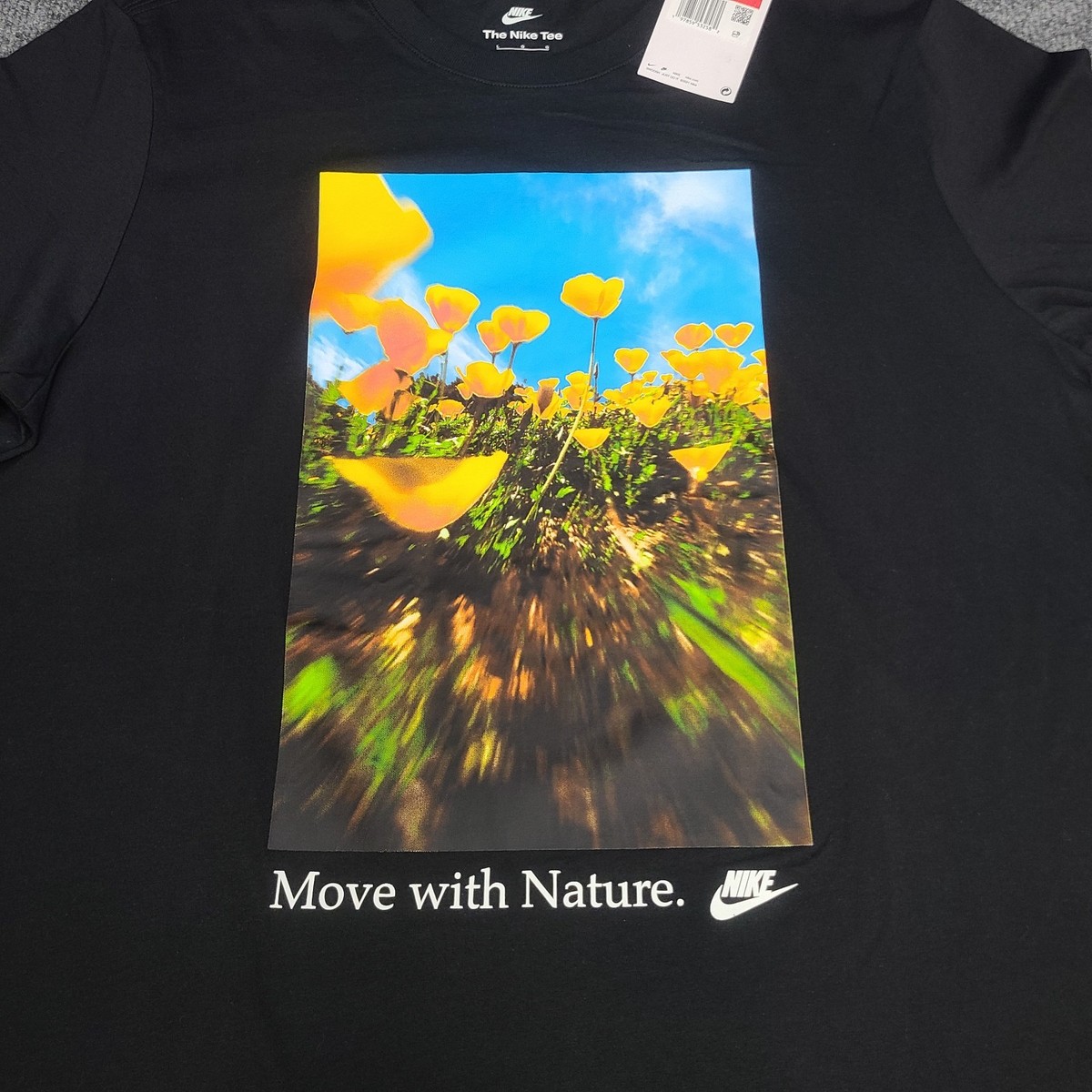 Nike Shirt Men Large Black Move With Nature Floral Graphic