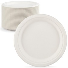 Compostable Plates Natural Bagasse Sugarcane Fiber Microwave-Safe