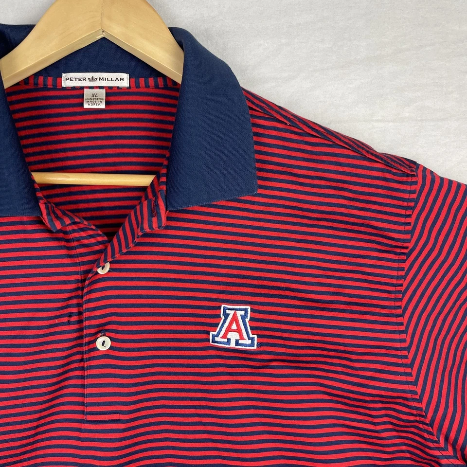 Arizona Wildcats Shirt Mens XL Red Peter Millar NCAA College Striped Polo Golf - Image 2 of 4