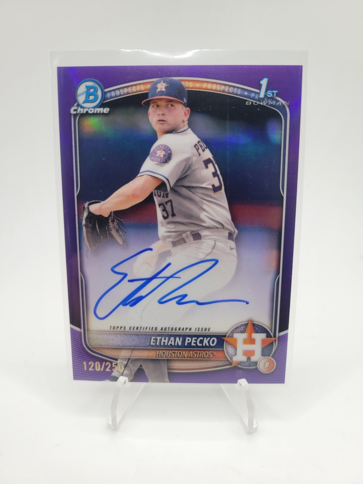 2025 Bowman Chrome #CPA-EPE Ethan Pecko Purple Auto /250 Astros