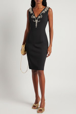 AMEN Black Dress Sequin Jewel Embellished Bodycon Sz 42 AU 8 Cocktail Party