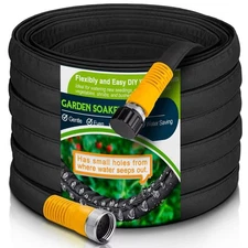 LAVEVE Flat Garden Soaker Hose 200 FT, Flexible Water Hose Irrigation Tubing,...