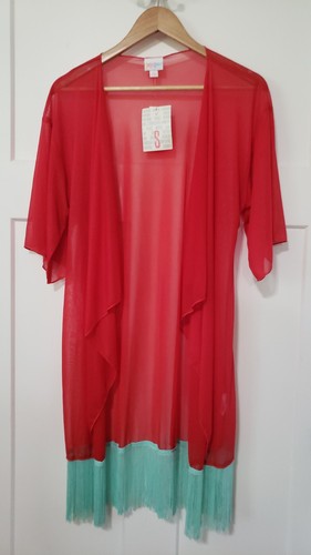 LuLaRoe Monroe Kimono Women’s Small S NWT Fringe Sheer Vacation Resort