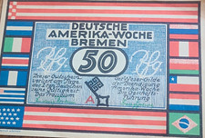 50 Pfennig Fr&uuml;hjahr 1923 Bremen Deutsche Amerika-Woche Notgeldschein