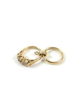 9ct Gold Vintage Wedding Engagement Ring Charm with Trio of Clear Stones 2.4g