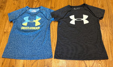 A Lot Of 2 Girl's Under Armour Loose Heat Gear Shirts, Size YMD