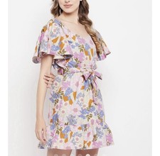 Sim Sam| Womens Dress Bloom Ruffle Tiered Flowy Resort Cottage Boho Rodeo-Medium
