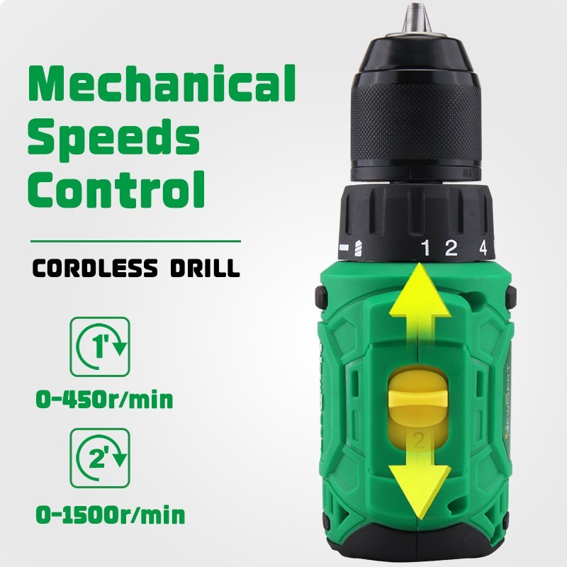 Rechargeable 12V Electric Drill Screwdriver Set Brushless Motor 2-Speed LED Ligh