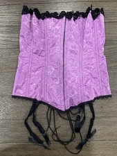 Vtg Frederick's of Hollywood Purple Lace Bustier Corset Boned Victorian Size 34