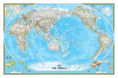 National Geographic World, Pacific Centered Wall Map - Classic - Laminated (4...