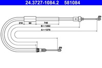 Bremsseil Seilzug Feststellbremse ATE 24.3727-1084.2 FüR Modus Renault FP0C FP0K