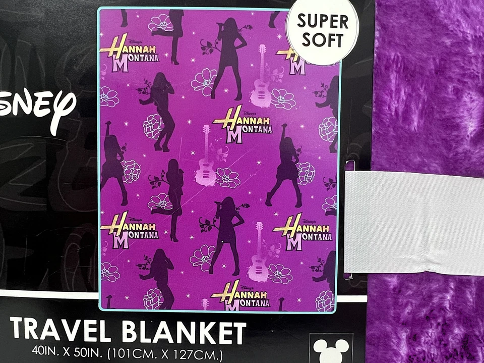 Manta de viaje Disney Hannah Montana púrpura súper suave 40 x 50 pulgadas NUEVA Foto 3 de 3