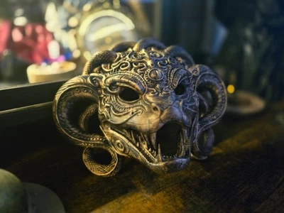 Baroque Serpent Mask - The Ebony Coil Art ornament display mask - Image 1 of 2