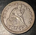 1854 Seated Liberty Quarter – Arrows – Circulated Silver
