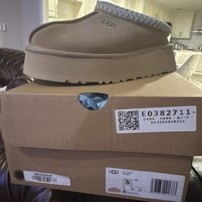 UGG TAZZ SAND SUEDE LINED SHEARLING MULE PLATFORM WOMEN'S SLIPPERS SIZE US 5 NEW
