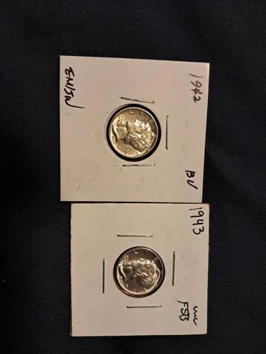 Mercury dimes 1942 & 1943 silver BU