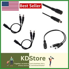 Black Weatherproof 1 to 2 DC Power Splitter Cable for CCTV  LEDs - 22cm