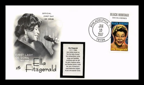 DR JIM STAMPS US COVER ELLA FITZGERALD SINGER BLACK HERITAGE FDC HAND CANCEL